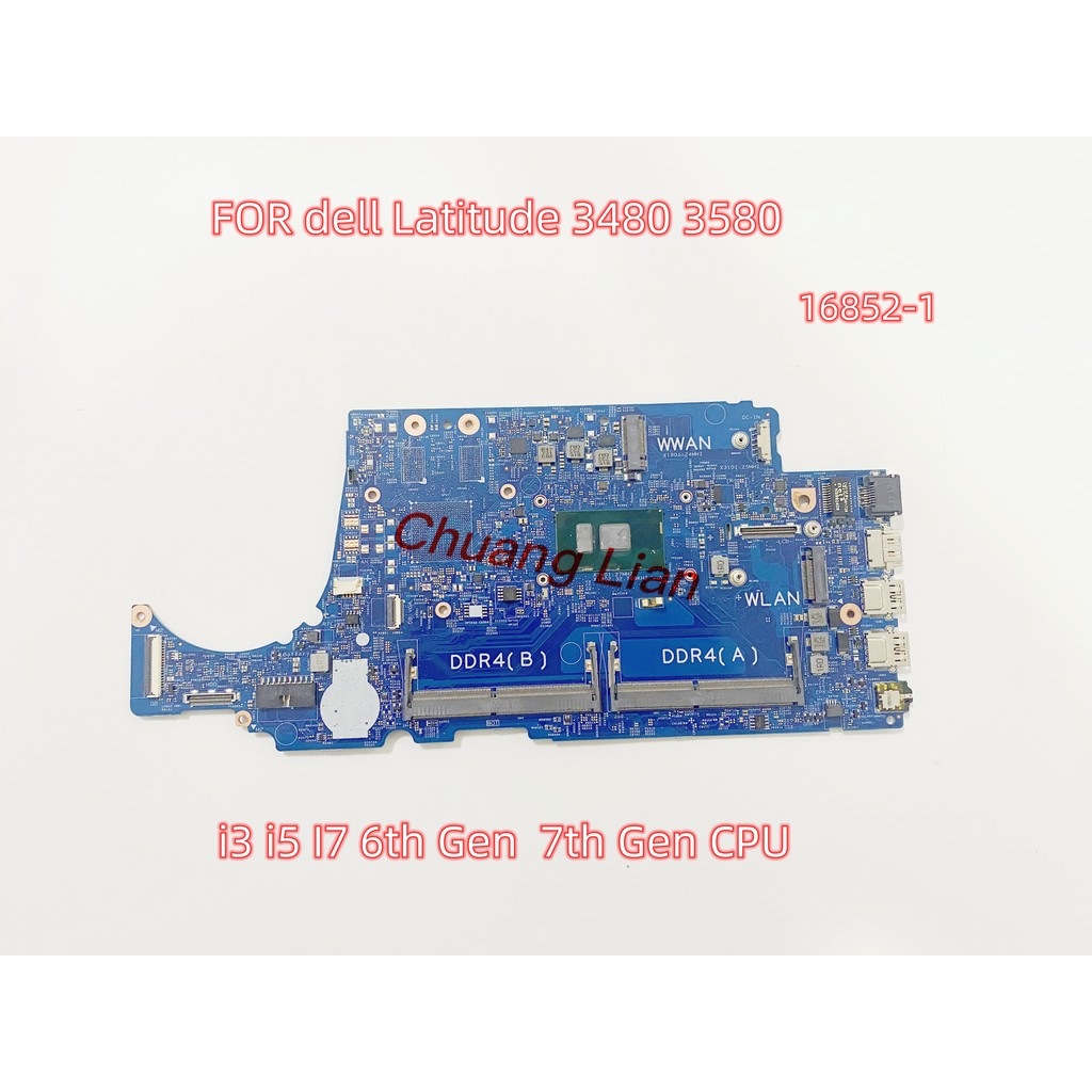 16852-1 FOR dell Latitude 3480 3580 Laptop Motherboard with i3 i5 I7 6th Gen  7th Gen CPU CN-0TD9WG 