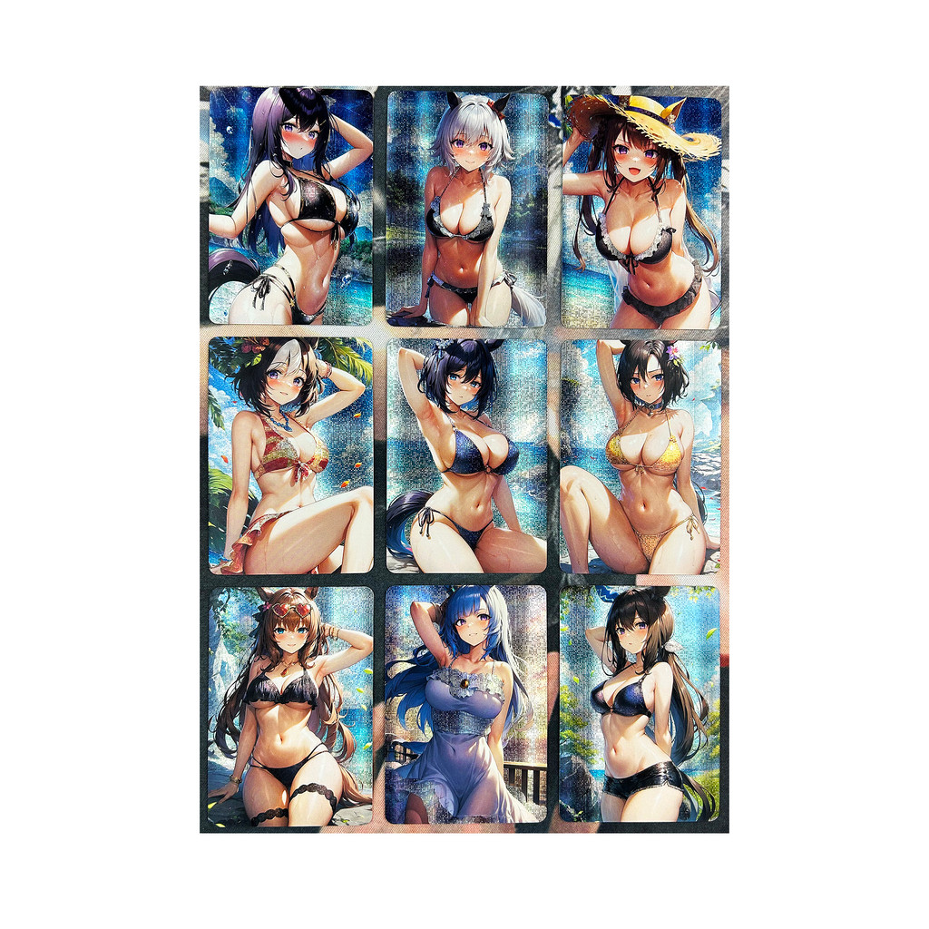 9pcs/set ACG Pretty Derby Refraction Sexy Girls Swimsuit Bikini Boutique Suit Hobby Collectibles Gam
