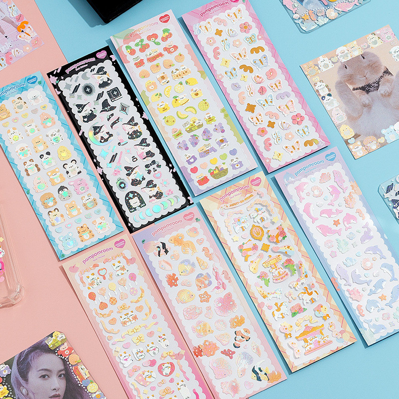 Sharkbang New Arrival Full Set Kawaii Seal Series Stickers Kawaii Kpop Idol Postcards Korean Sticker