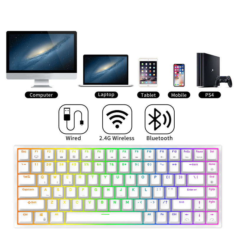 RK ROYAL KLUDGE RK84 75% RGB Triple Mode Mechanical Keyboard BT5.0/2.4G/USB-C 84 Hot Swappable Bluet