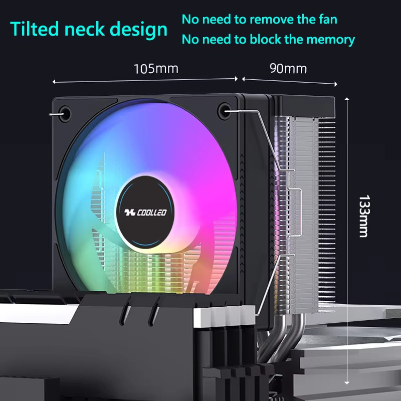 COOLLEO B40S DIG V2 4 Heat Pipes CPU Cooler with Real-Time Temp & RPM Display for Intel LGA1700/AMD