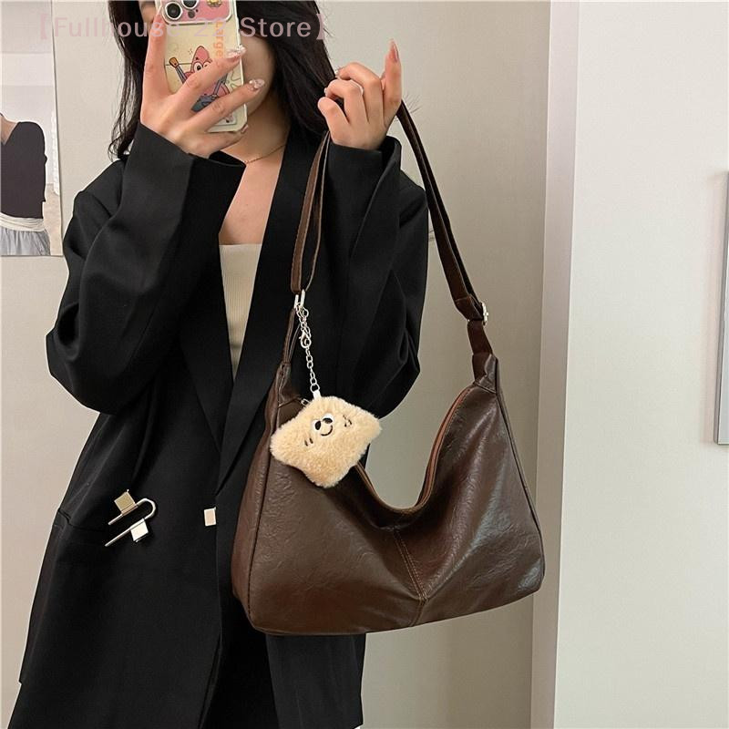 MAX-22Retro PU Leather Shoulder Bag Ladies Large Capacity Underarm Bag Fashion Versatile Commuter