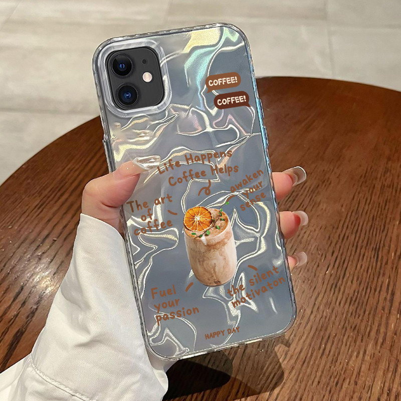 Casing Hp Untuk iPhone 11 Pro Max 12 Pro Max 13 14 15 Case Coffee santai kantor Laser Kesing Busa Te