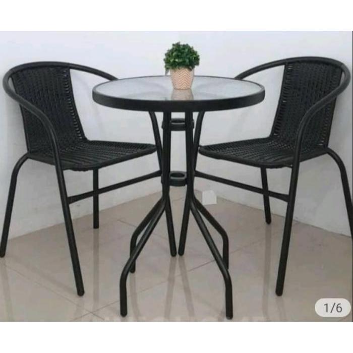 Set Kursi Teras Taman Meja Kaca 2 Kursi 1 Meja Besi Bandung
