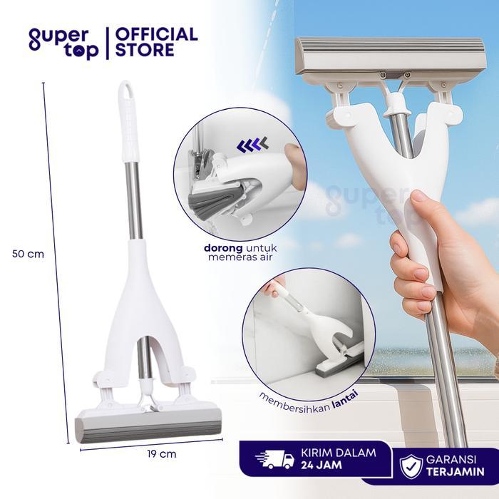 BERKUALITAS! Pel Tongkat Pembersih Kaca Spons PVA Alat Pel Jendela Daya Serap Tinggi Mop Pel Tarik