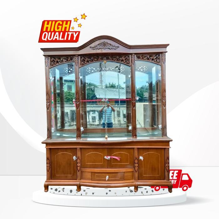 Lemari Hias Pajangan 4 Pintu Kayu Jati