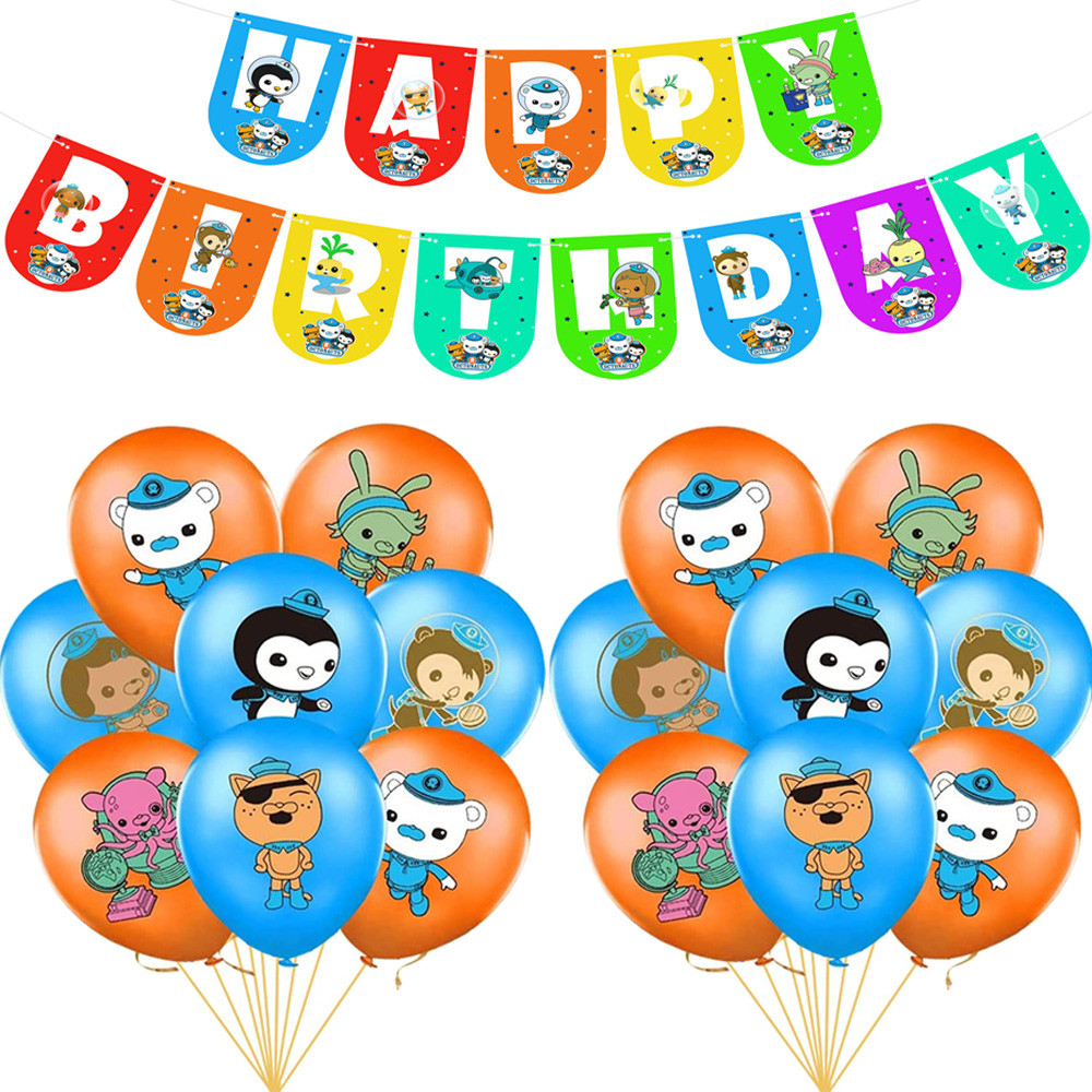 The Octonauts Happy Birthday Party Balloon Banner Set Octopod Barnacles Peso Kwazii Latex Balloon
