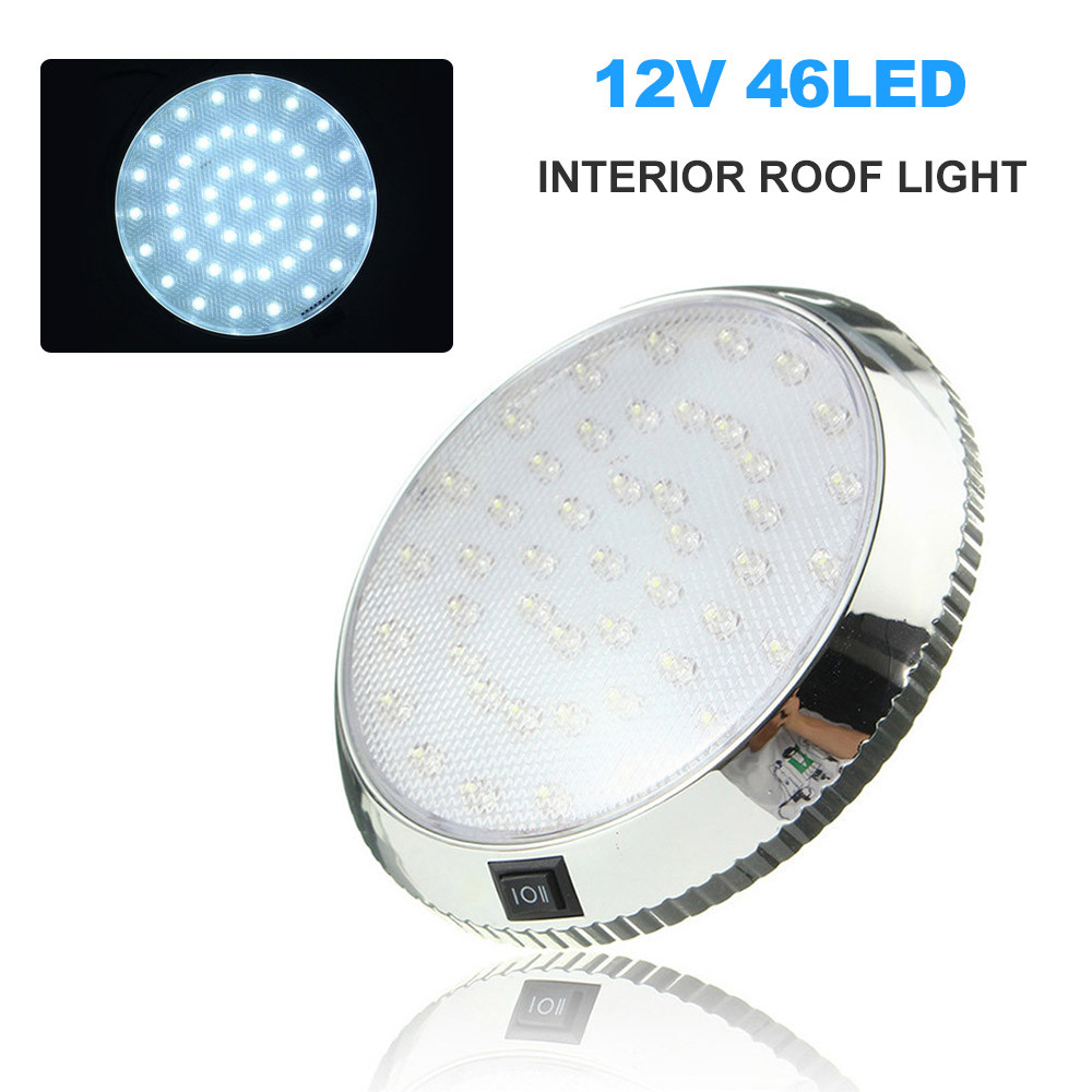 Dc12V 46Leds Dome Roof Ceiling Lamp Light Plastic Led Spot Light With On/Off Switch For Caravan