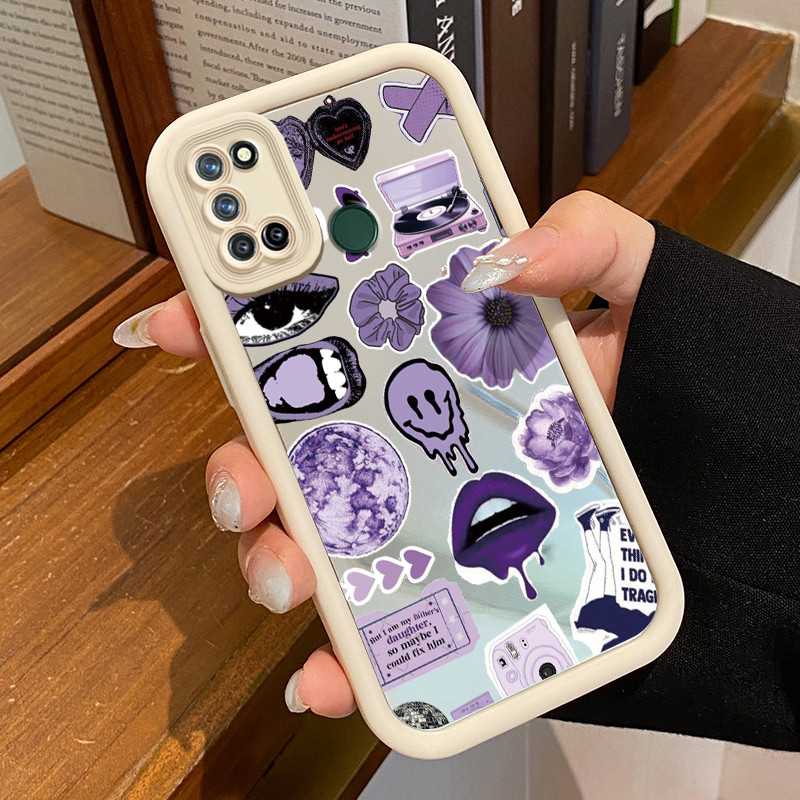 Casing Hp Untuk Realme 7i Realme C17 Case HP Casing pola Seri ungu Kesing Kasing cermin Cesing Silik