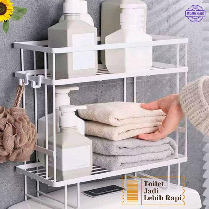 Ikea Home - Rak Toilet 2 Susun, Rak Kamar Mandi 2 Susun, Rak Closet 2 Susun Dapat Disesuaikan Besi