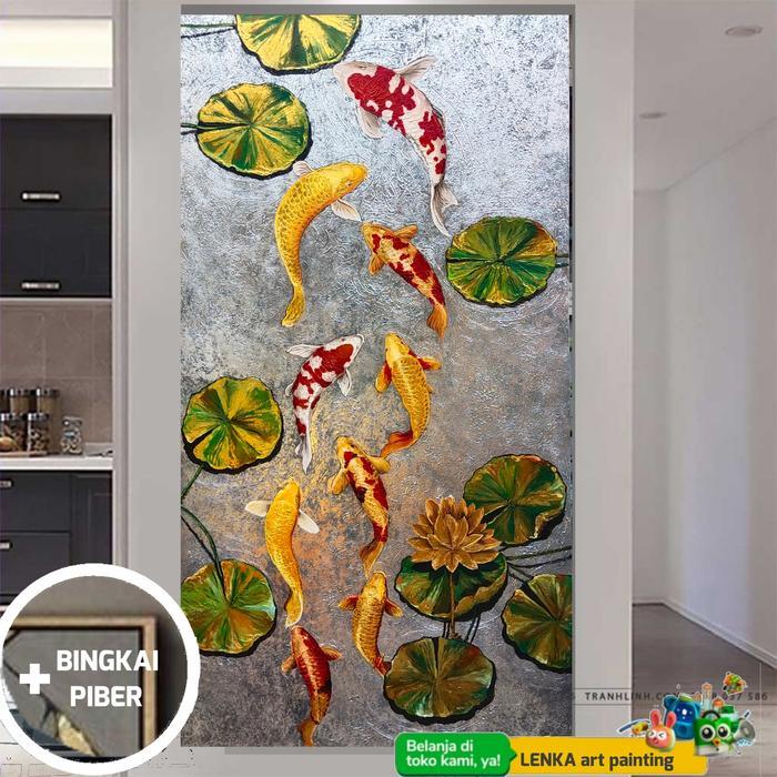 lukisan ikan koi modern art