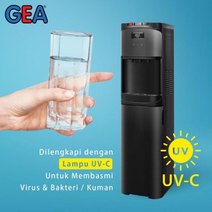 r16k- Dispenser Gea Star Galon Bawah Bottom Loading Self Sanitizing With Uv Lamp Hitam Black