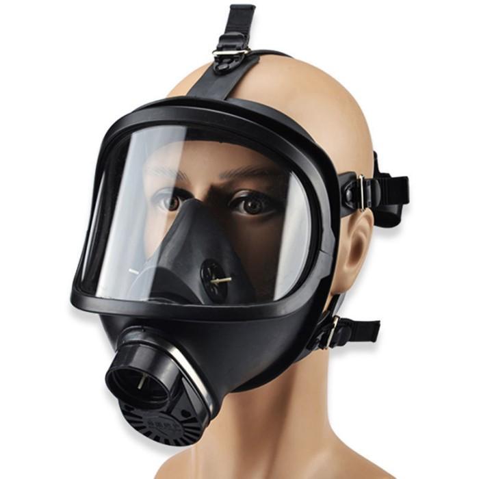 Black Mf14 Full Face Gas Mask Military Chemical Respirator Natural Rubber For Painting Spraying