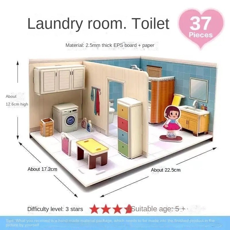 3D DIY Doll House With Furniture Children Adult Miniature Paper DollHouse Construction Model Buildin