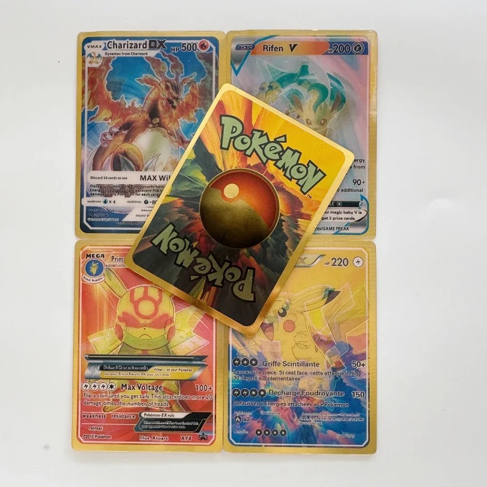 60Pcs Pokemon 3D Shining Rainbow Cards English Vmax Gx Charizard Pikachu Trading Game Collection Bat