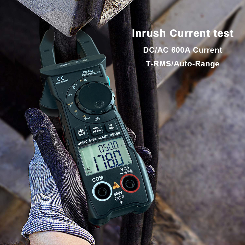 BSIDE Digital Clamp Meter DC AC 600A Current True RMS Ammeter Pliers Smart Auto Rang 6000 Multimeter