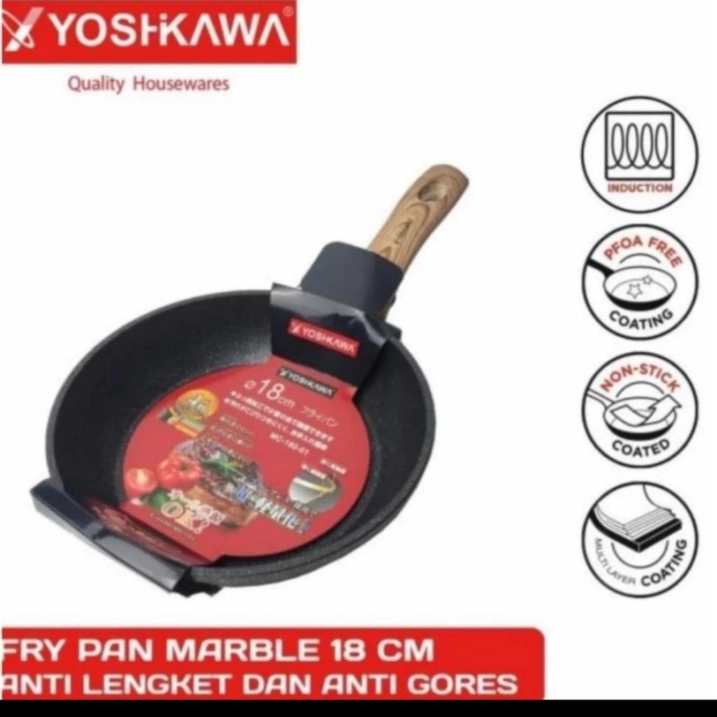 Sauce Fry Pan Kecil Panci Marble Hitam Gagang Kayu Tebal Murah Induksi Anti Lengket Karat Premium Yo