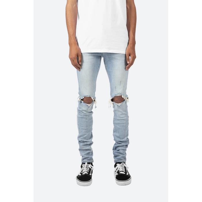 BISA E-FAKTUR MNML X1 STRETCH DENIM LIGHT BLUE RIPPED JEANS (FEAR OF GOD)