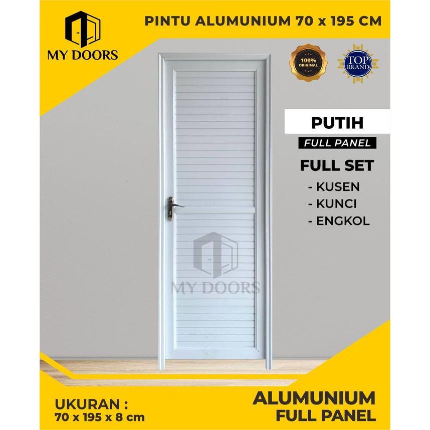 Pintu Kamar Mandi Aluminium Minimalis Full Panel + Kunci Handel Mewah