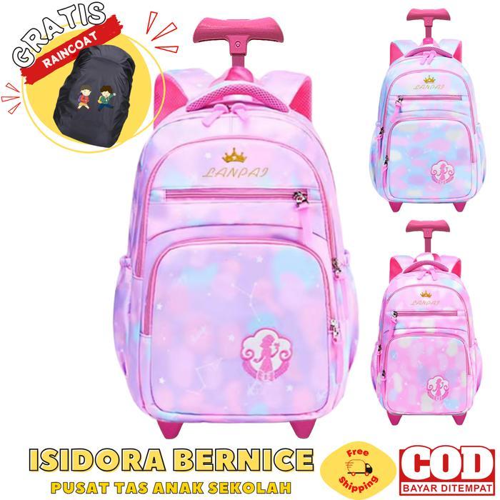 Tas Troli Anak Perempuan Sekolah SD Koper Tas Sekolah SD Anak Perempuan