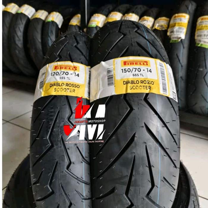 (Sepasang) Ban Pirelli Diablo Rosso Scooter 120/70-14 & 150/70-14 For Aerox