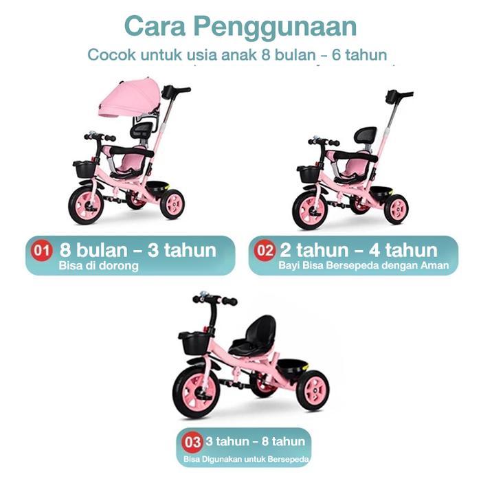 N203- CodSepeda Roda Tiga Sepeda Roda 3 Bayi Tricycle Anak Sepeda Anak Roda 3 Stroller Anak