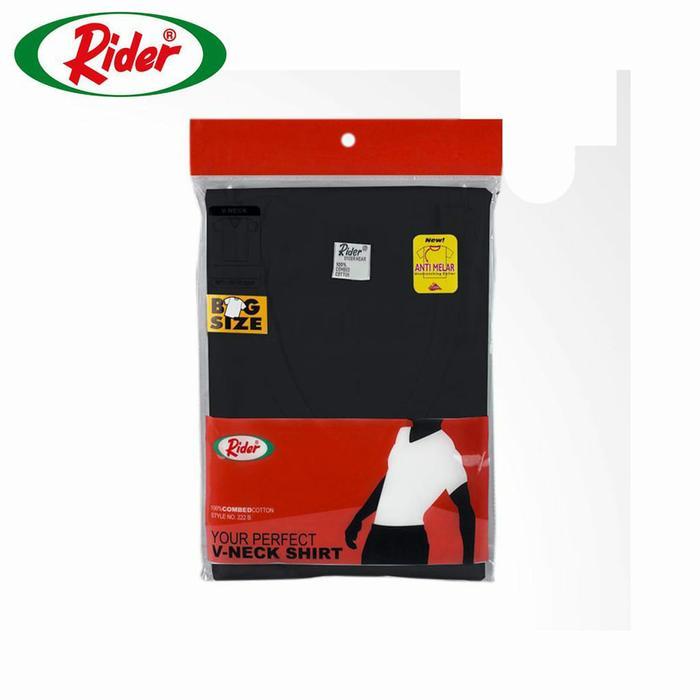 Re0H- Rider Kaos Oblong Pria Dewasa R223B Hitam V-Neck Nyaman Katun Cowok Polos