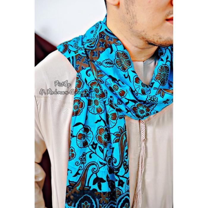l419- Sorban Habib Bahar Bahan Rayon Goyor Premium Motif Batik Terompah Surban Santri Pondok