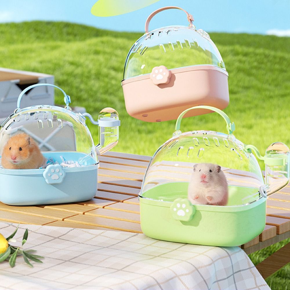Sturdy Transparent Pet Carriers Cage Breathable Escape-Proof Hamster Cage with Water Bottle