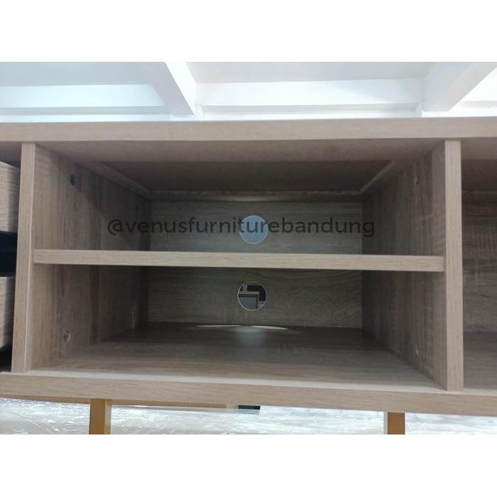 Meja Rak Tv Warna Natural Kaki Besi Gold Nimalis 120Cm Bandung