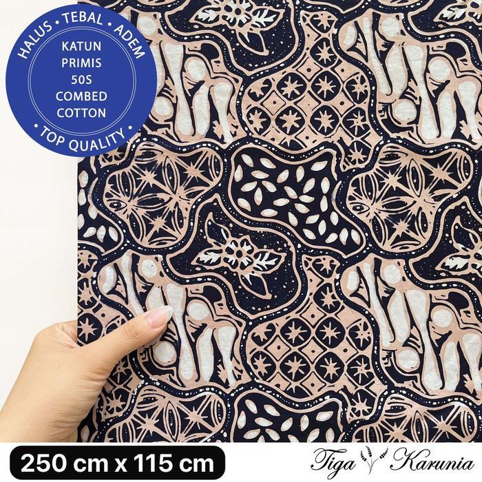 ORIGINAL Kain Batik Cap Tulis Kombinasi Solo Sekar Jagad Navy Cream Bahan Katun READY STOCK