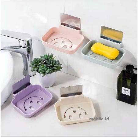 Rak Tempat Holder Sabun Smile Lubang Kamar Mandi Tempel Dinding Lem