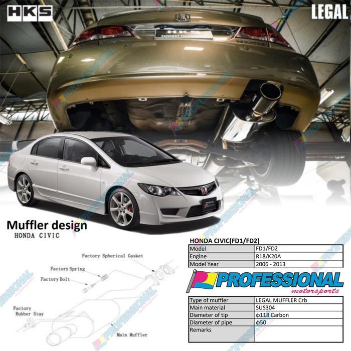 Aksesoris Exhaust Muffler Knalpot HKS LEGAL H. Civic FD FD1 FD2 06+