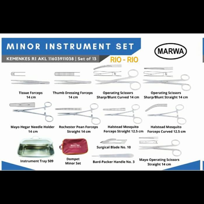Marwa Minor Set Alat Kedokteran 13 Item Untuk Bedah Minor Khitan & Jahit Luka Original Kemenkes Ri