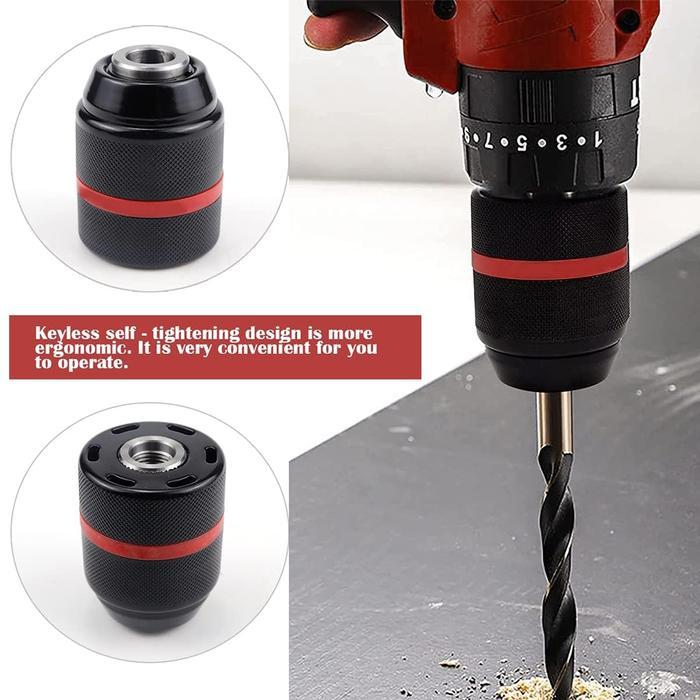 sge9- Jld Besi Chuck 13Mm/10Mm Tanpa Kunci Multi Perubahan Cepat Adaptor Mata Bor Untuk