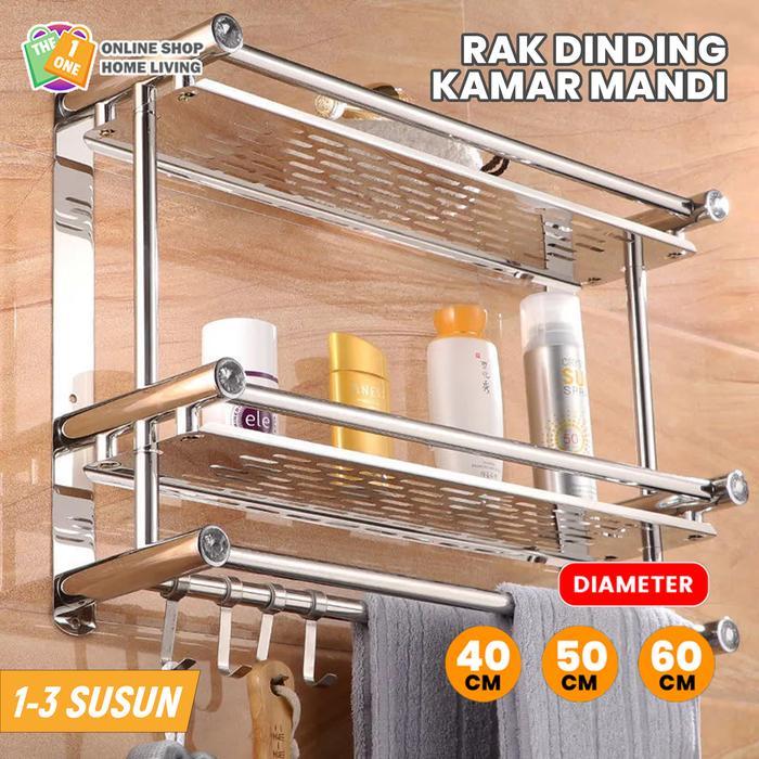 Ikea Home - Rak Kamar Mandi Tempel Dinding Stainles Steel - Rak Gantung Sabun Handuk Kamar Mandi