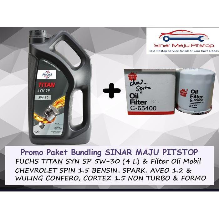 Paket Oli FUCHS TITAN SYN SP FULLY SYNTHETIC 5W-30 Galon 4 Liter & Filter Oli Mobil WULING CONFERO &