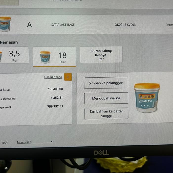 SALE CAT TEMBOK INTERIOR JOTUN JOTAPLAST BASE A 18L WEDDING WHITE READY