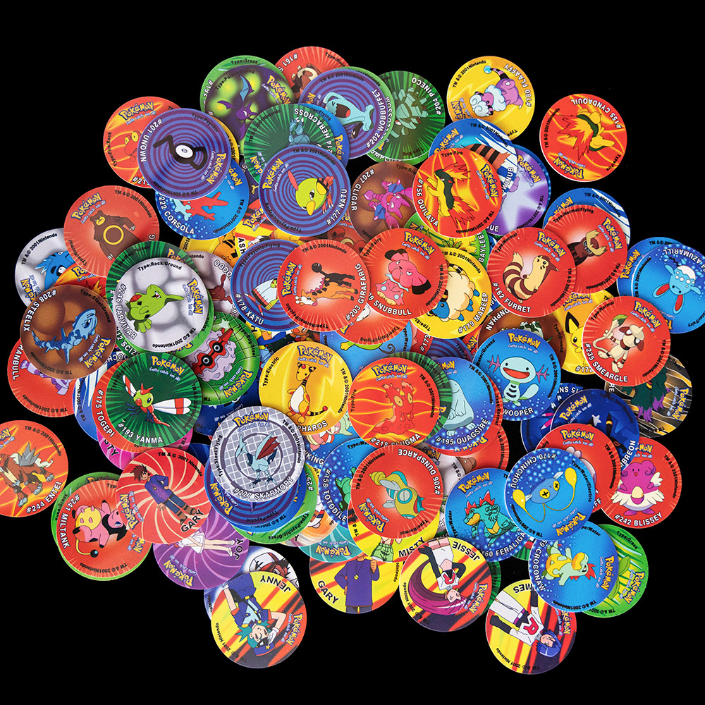 20/30pcs Tazos Pokemon 1/2 Generation Round Plastic Pogs Pikachu Game Cards Cheetos Chips Taps Pokem