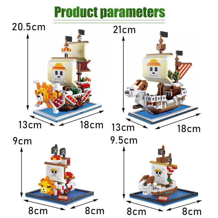 Bricks Kapal One Piece Mini Thousand Sunny Going Merry Set Hadiah Beranekaragam Mainan Anak 3D