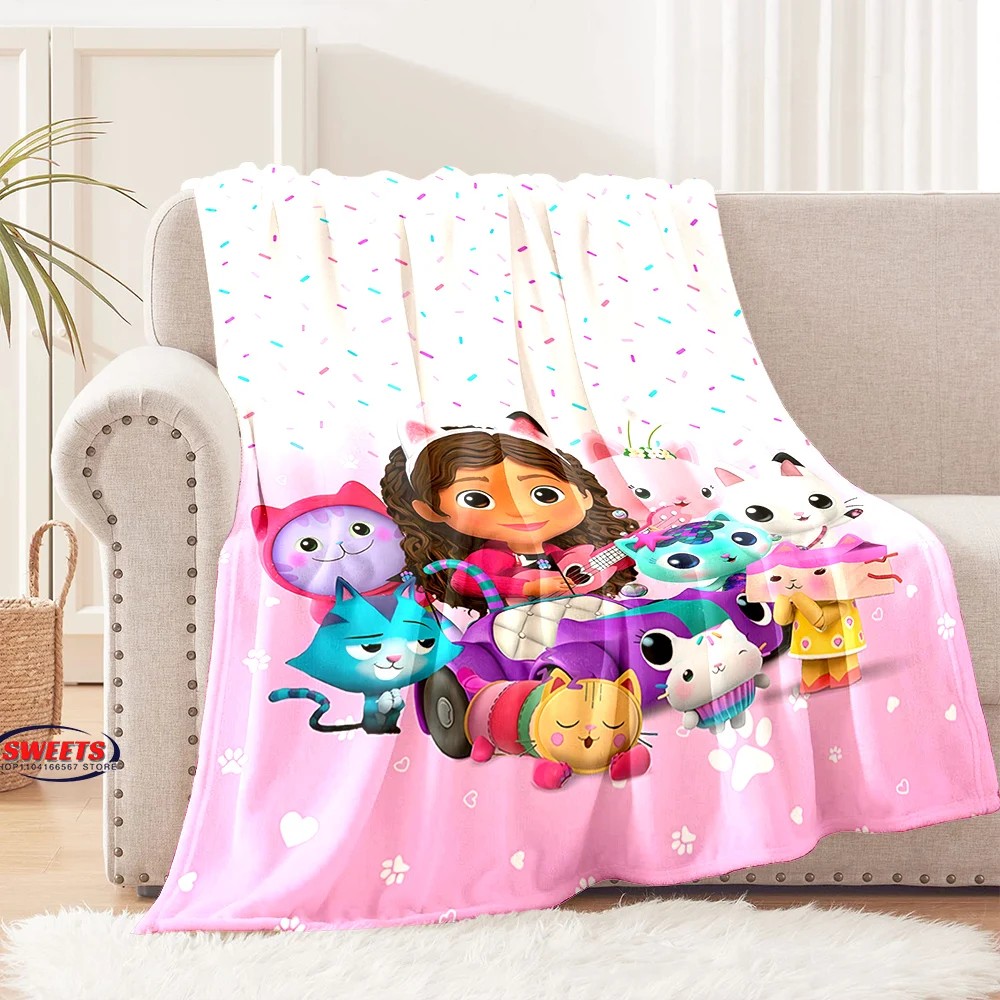 6 Size disney Gabbys Dollhouse Blanket, Sofa Bed Cover Four Season Soft Fluffy Quilt Blanket,