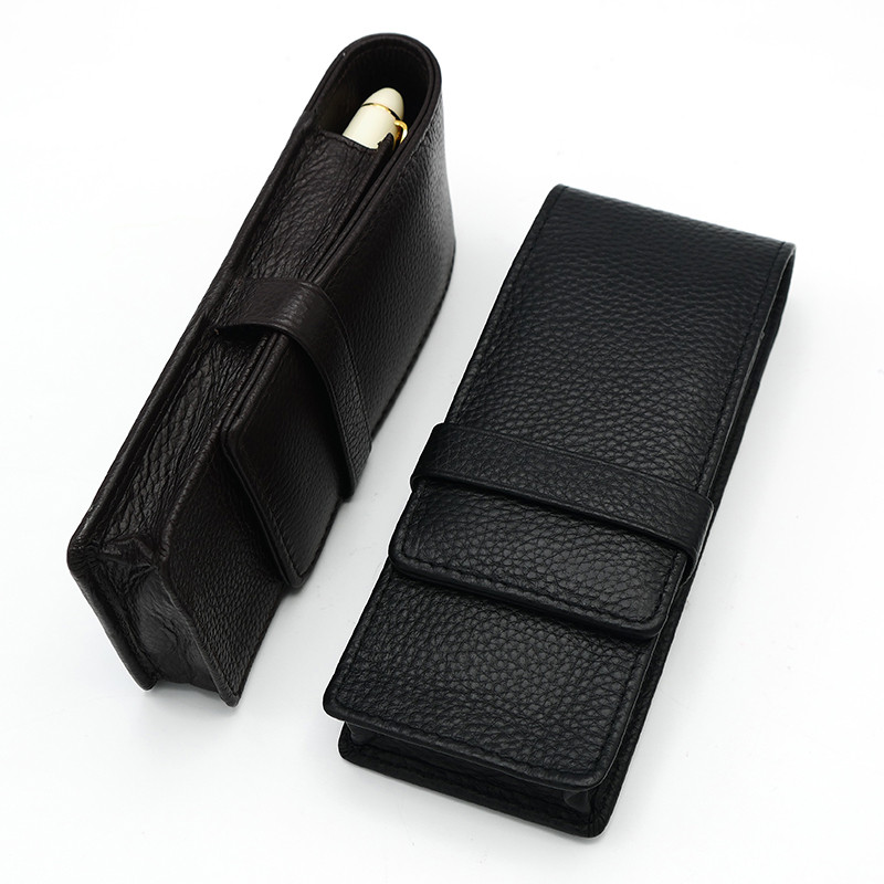 Pen Bag Pen Storage Pencil Bag Wancher Genuine Leather Fountain Pen Case Cowhide 3 Pens Holder Pouch