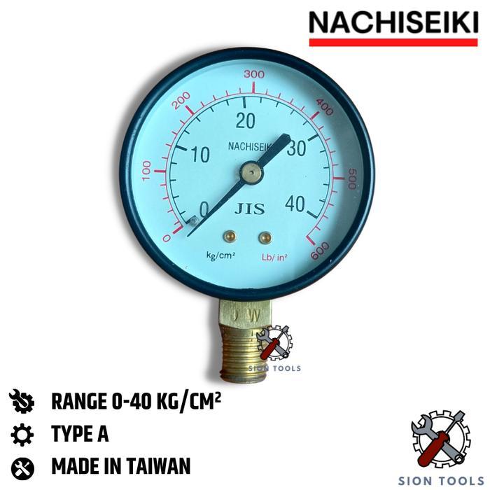 NACHISEIKI PRESSURE GAUGE 40 BAR / MANOMETER / PENGUKUR TEKANAN UDARA