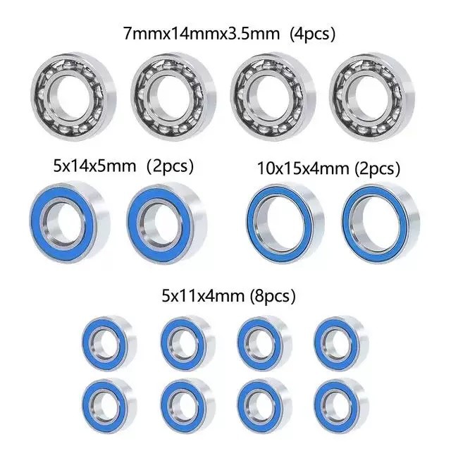 16Pcs Bearing Kit For 1/10 Axial Scx10.2 Scx10 Ii 90046 Ar44 Rc Crawler Car Upgrade Parts