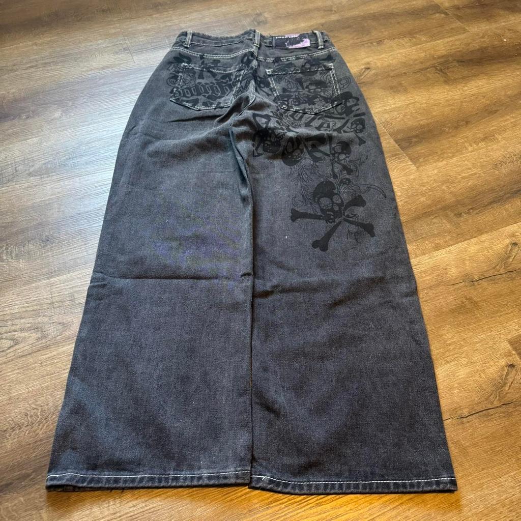 South pole New Retro Jeans Skull Watermark Loose Jeans Men's and Women Y2K Harajuku Gothic Hip Hop