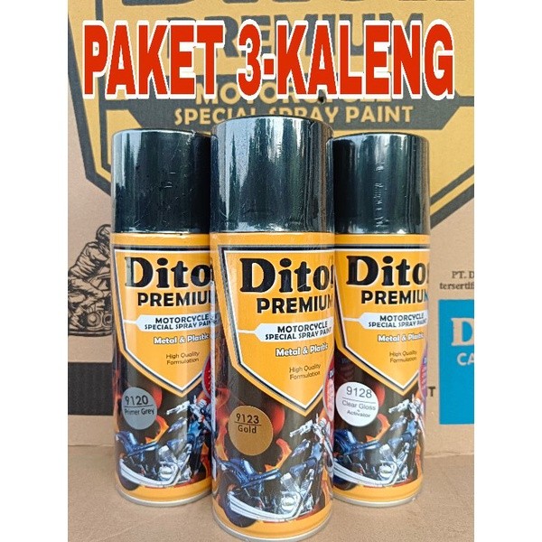 cat spray PAKET 3 KALENG pilok pilox cat semprot diton premium gold 9123 pilok warna gold rcb 400cc