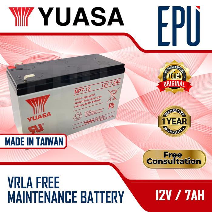 Aki Yuasa Taiwan 12V 7AH Aki Yuasa NP7-12 Aki Kering Aki UPS Yuasa Baterai UPS Battery