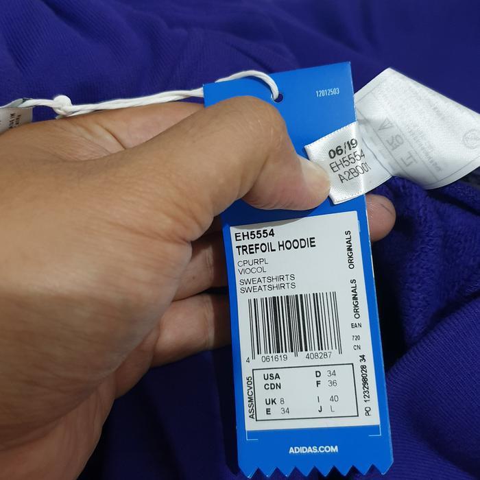 Terpopuler Adidas Original Trefoil Hoodie Purple White Women Terlaris