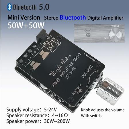 KIT AMPLIFIER BLUETOOTH 2X50W PORTABLE STEREO 5-24V DC HIFI AMP