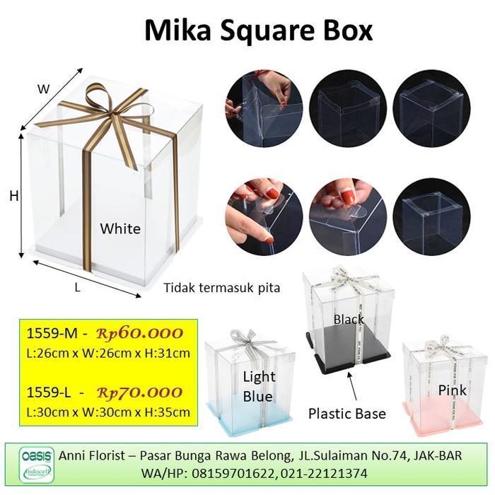 Mika Square Box (1559-L), Kotak Mika, Box Mika, Aksesoris Bunga